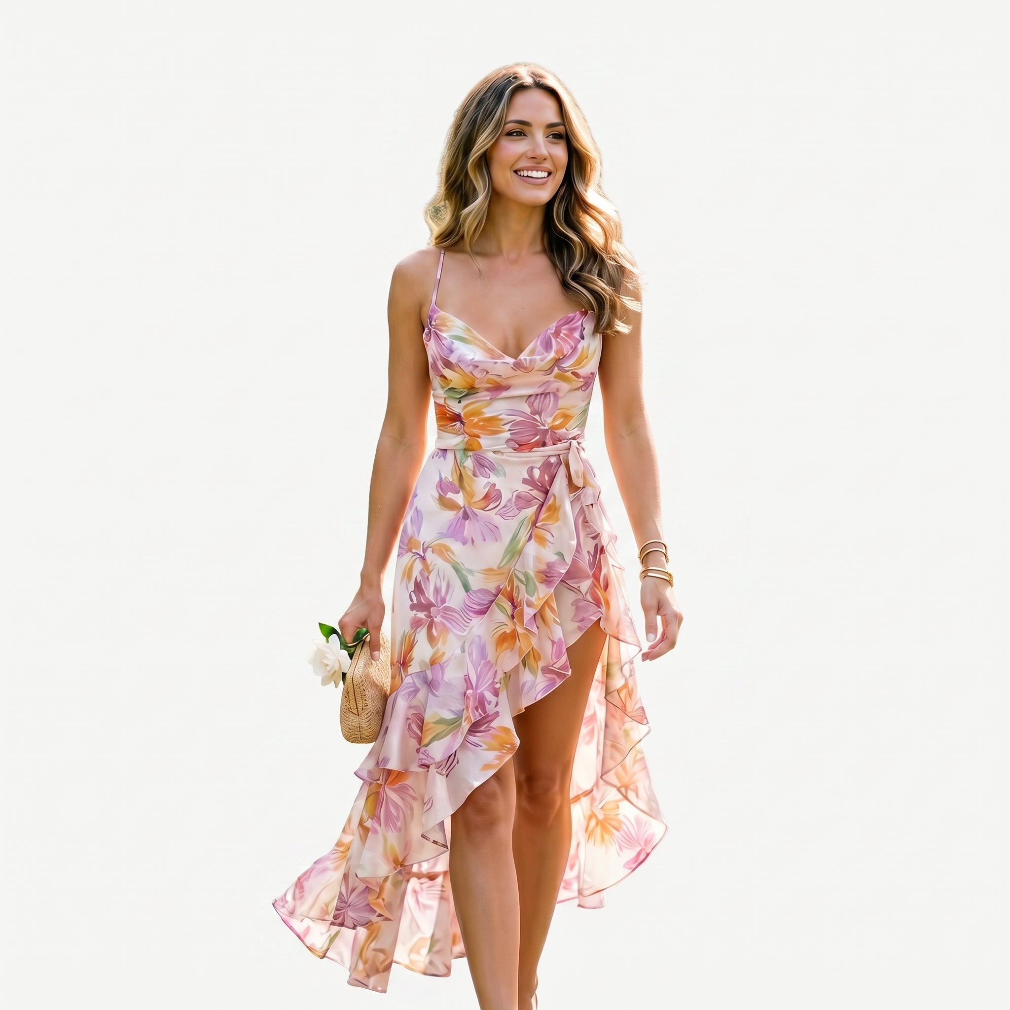 Jacira - Elegant Floral Summer Midi Dress for Weddings