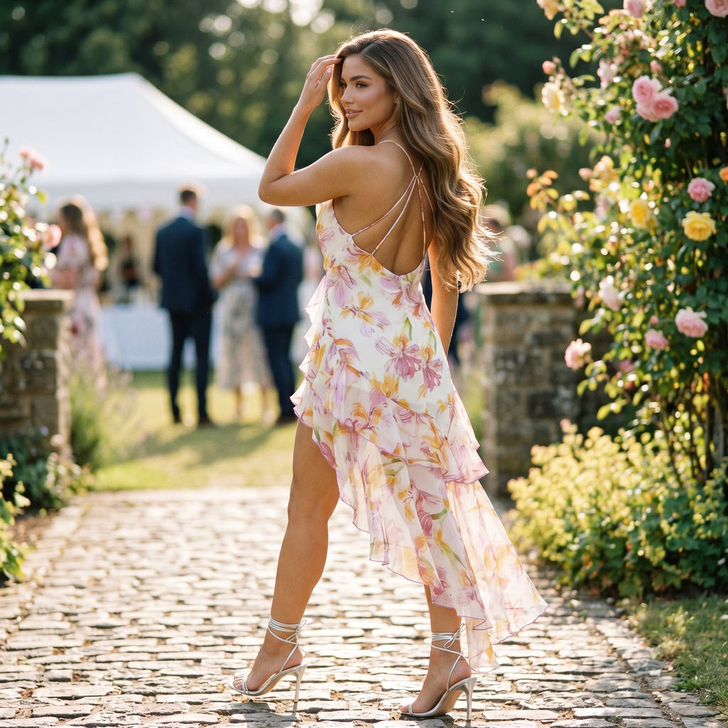 Jacira - Elegant Floral Summer Midi Dress for Weddings