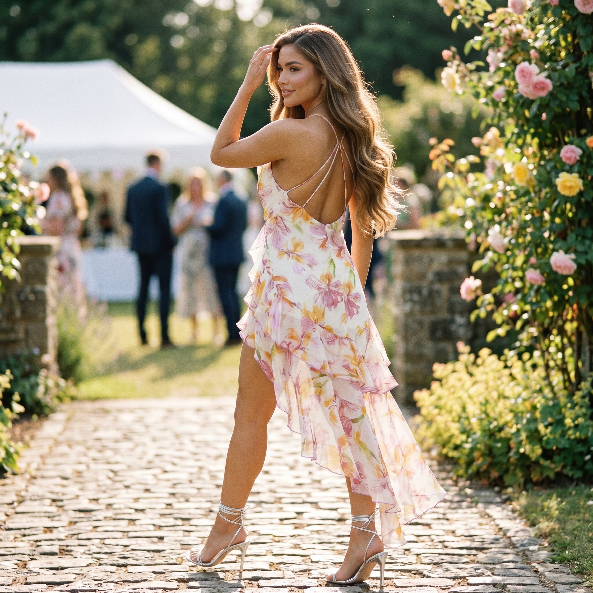Jacira - Elegant Floral Summer Midi Dress for Weddings