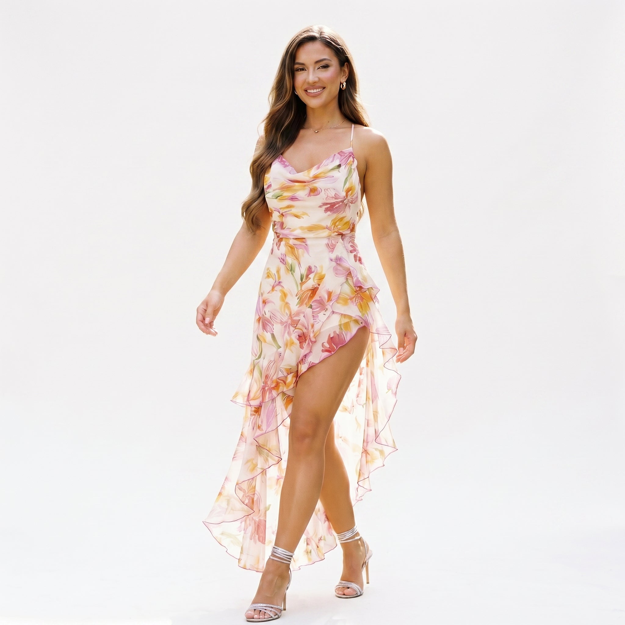 Jacira - Elegant Floral Summer Midi Dress for Weddings