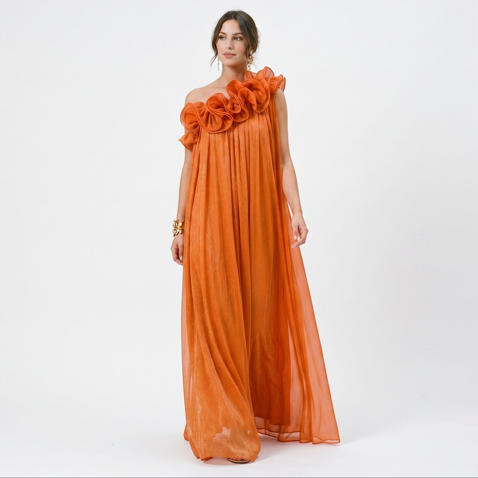 Serilda - Elegant One-Shoulder Floral Evening Gown