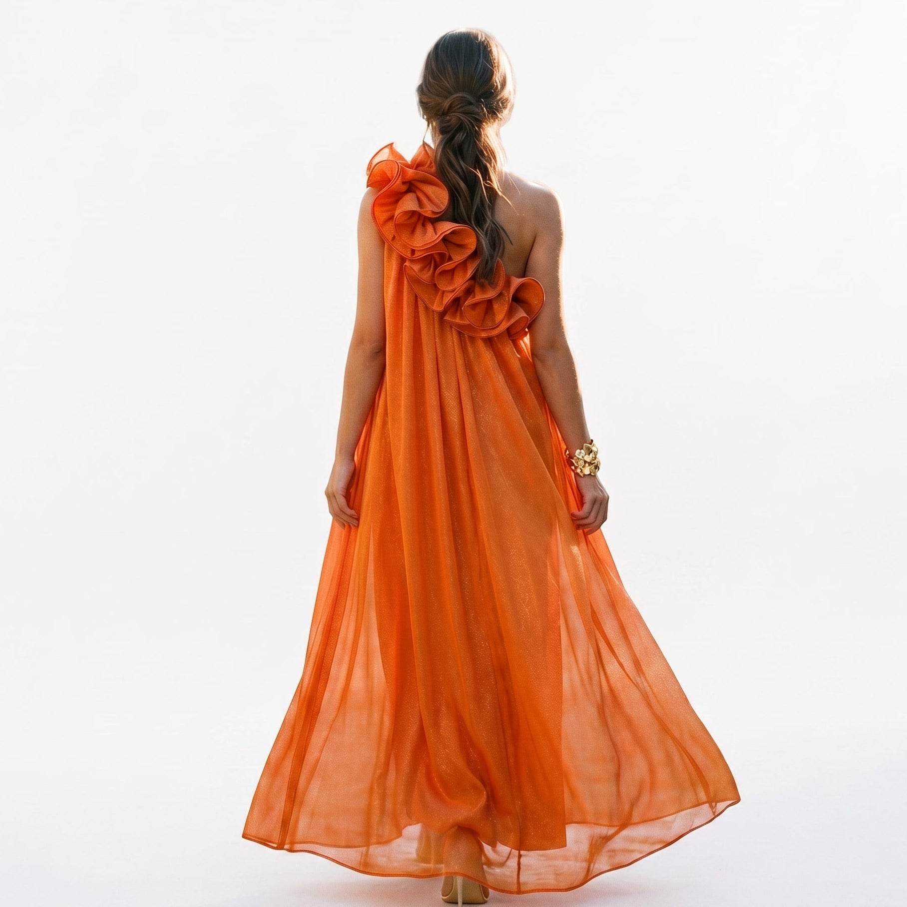 Serilda - Elegant One-Shoulder Floral Evening Gown