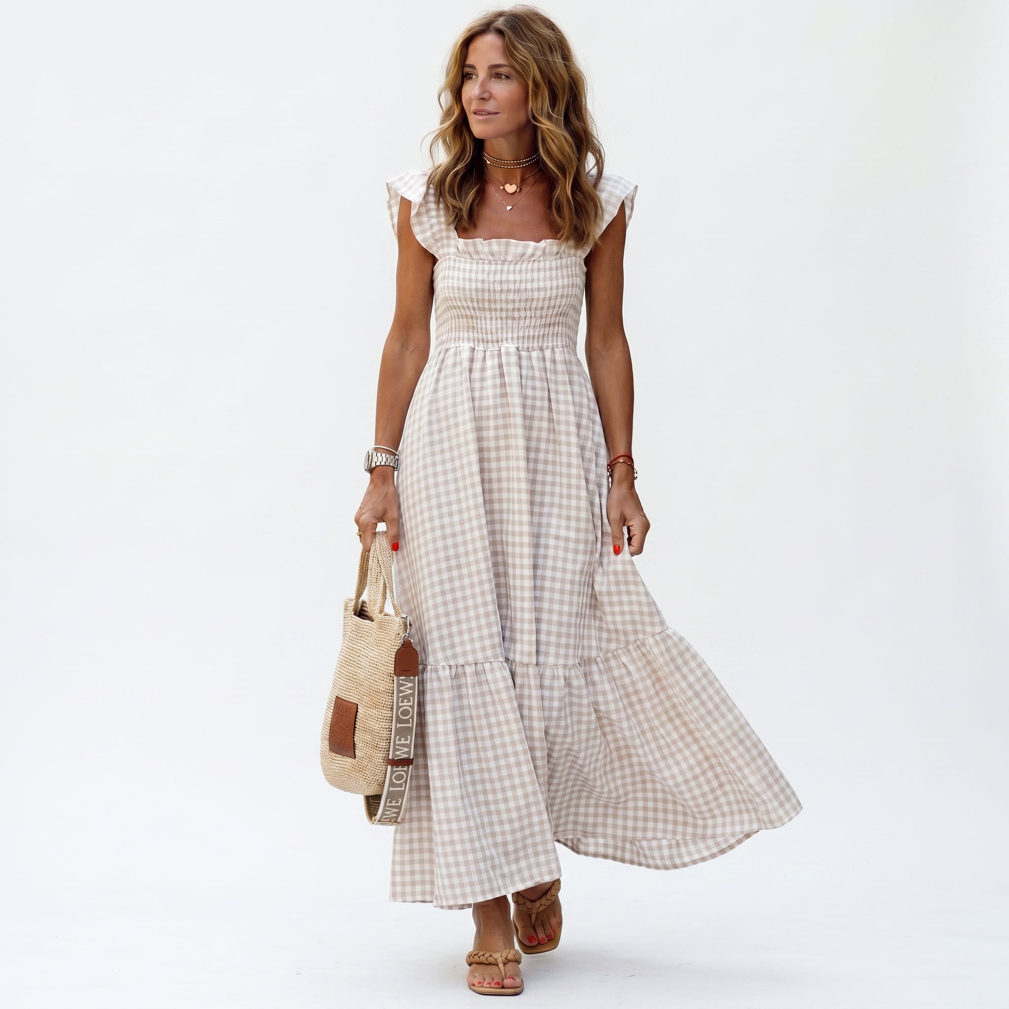 Ines - Charming Gingham Maxi Dress