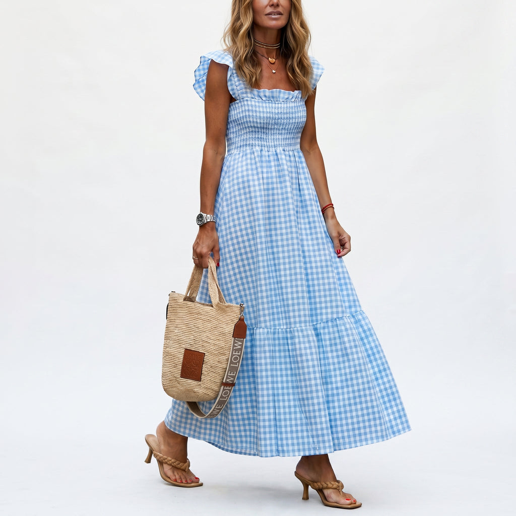 Ines - Charming Gingham Maxi Dress