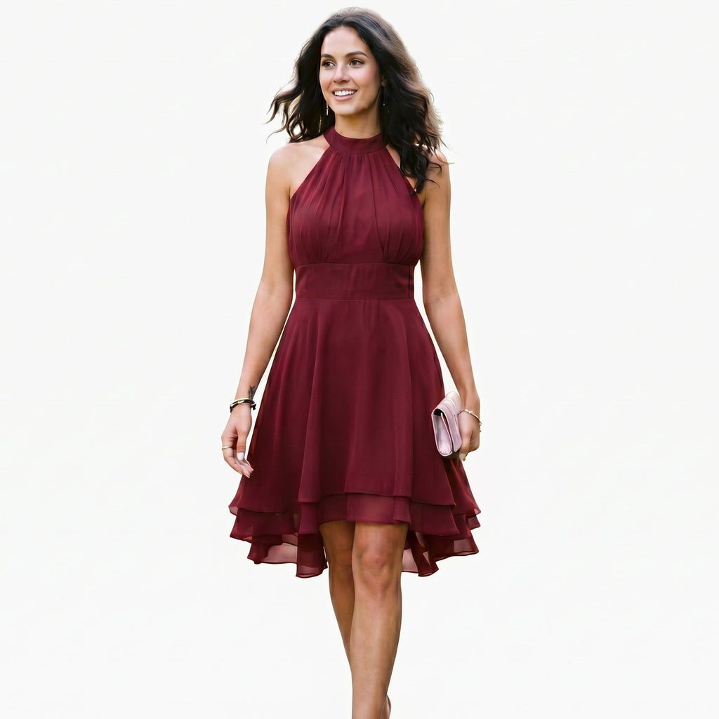 Amelia - Elegant Summer Halter Midi Dress for Weddings