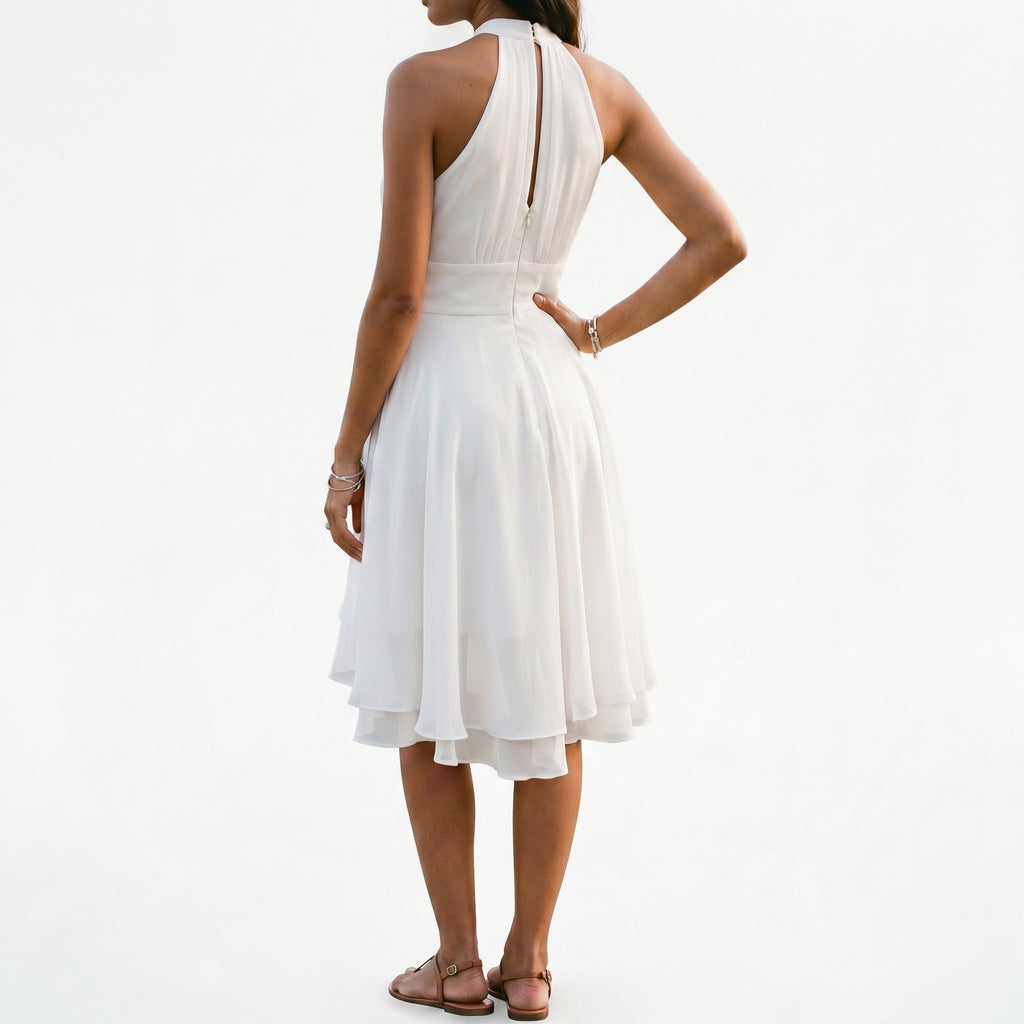 Amelia - Elegant Summer Halter Midi Dress for Weddings