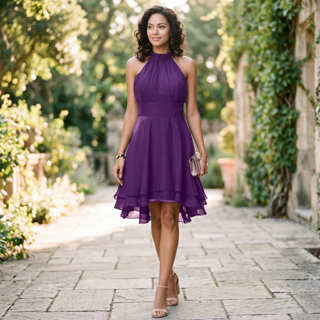 Amelia - Elegant Summer Halter Midi Dress for Weddings