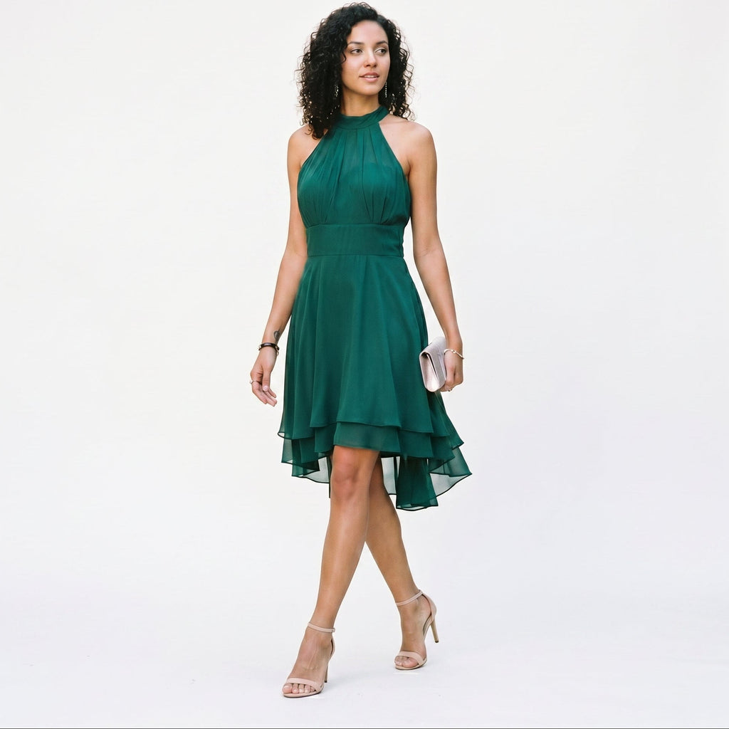 Amelia - Elegant Summer Halter Midi Dress for Weddings