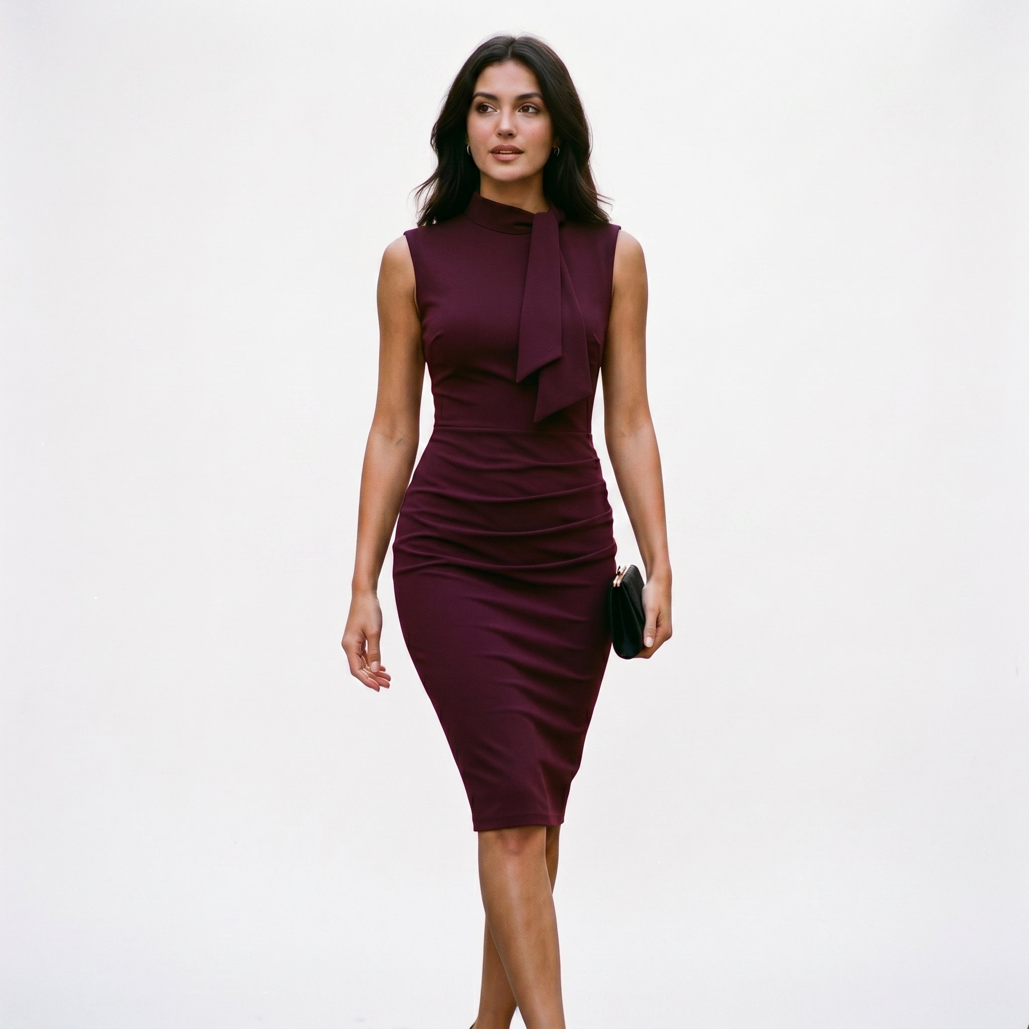 Nerissa - Elegant Women's Cocktail Dress with Draped Bow Detail