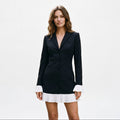 Anastasia - Classy Black Mini Dress with Pleated Accents