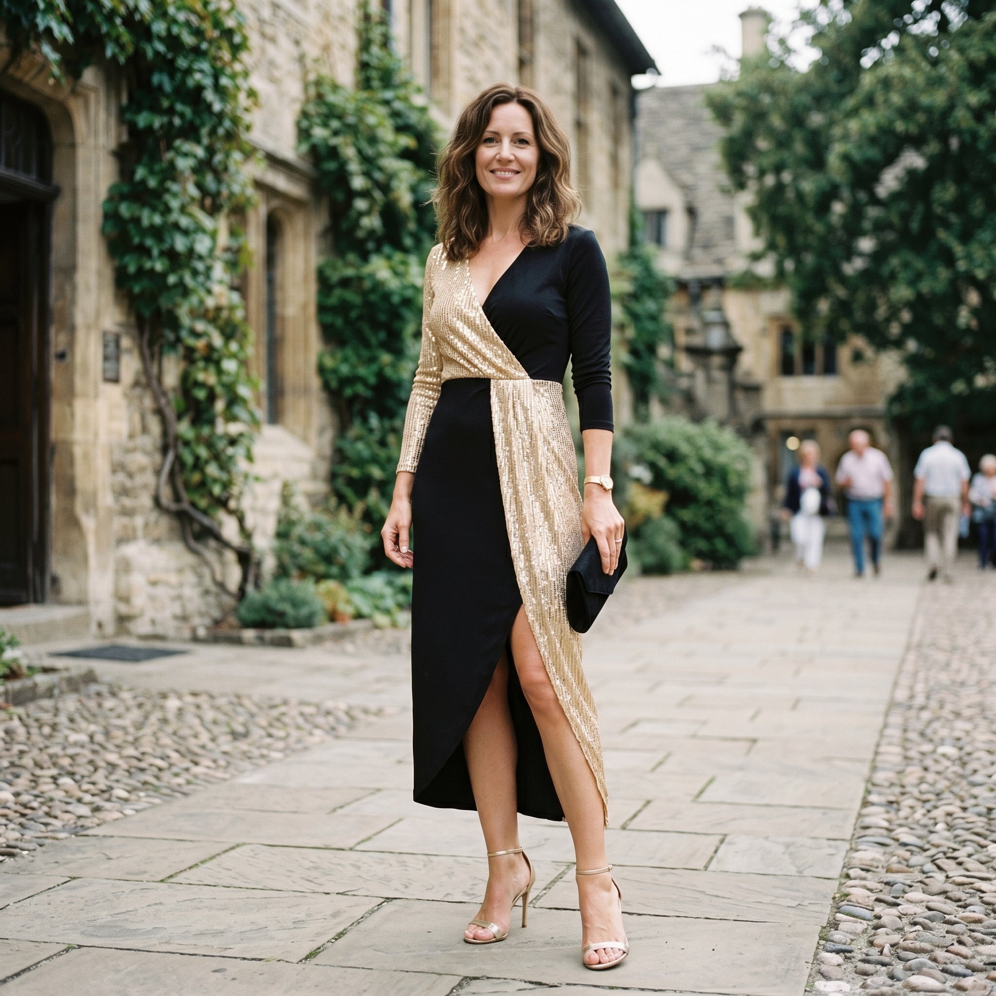 Bruna - Glamorous High-Neck Sequin Midi Dress for Women