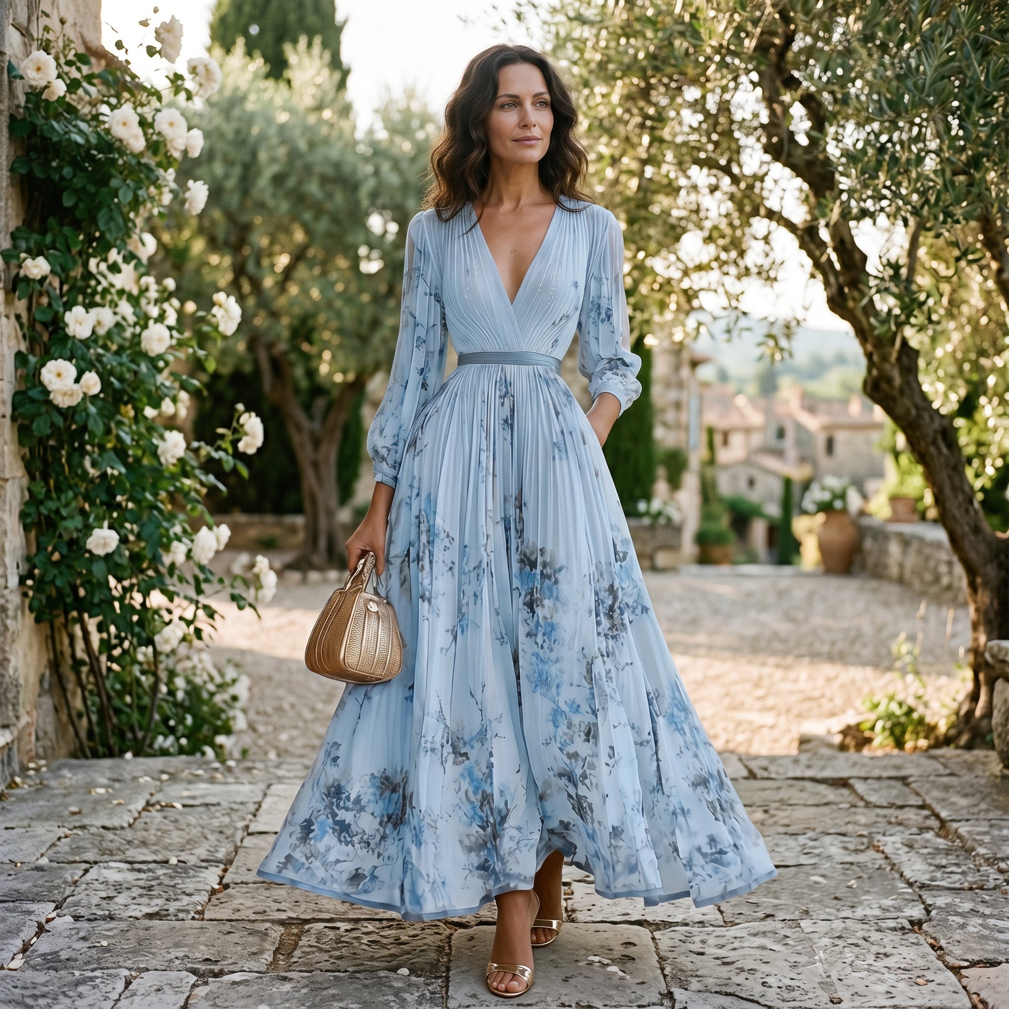 Aurora - Elegant Floral Long Sleeve Maxi Dress for Women