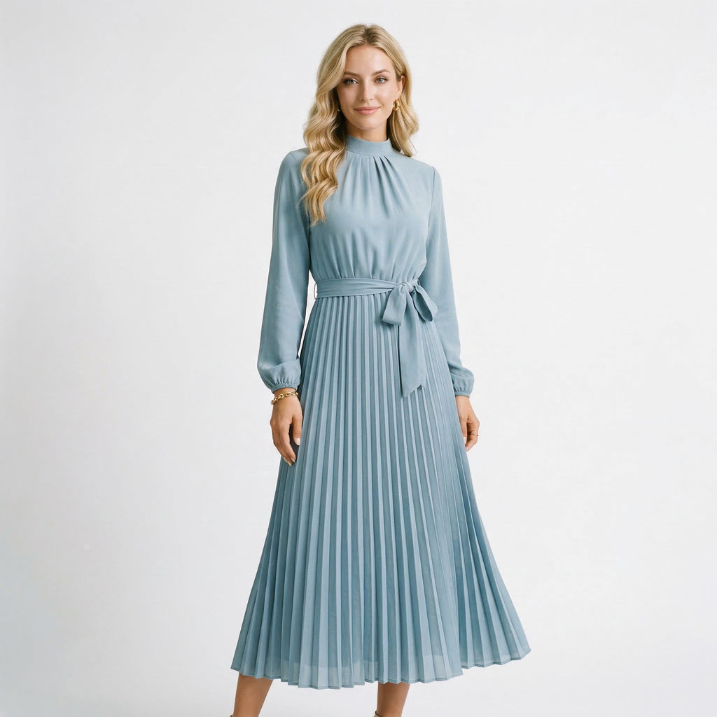 Elegant Long Sleeve Midi Dress for Wedding Guests