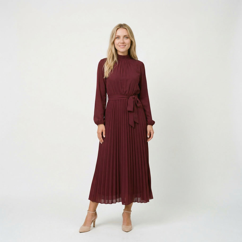 Elegant Long Sleeve Midi Dress for Wedding Guests