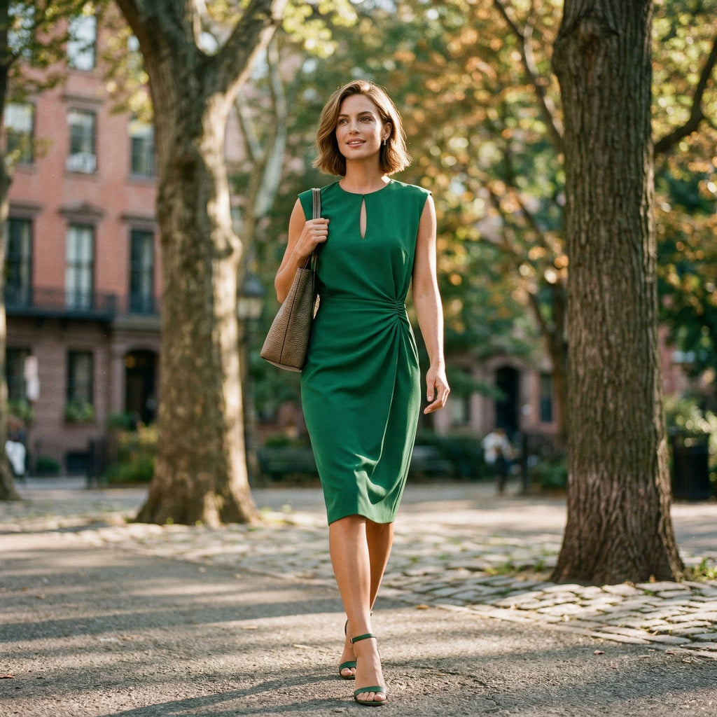 Elegant Long Sleeve Midi Women's Dress for Wedding Guests and Formal Events