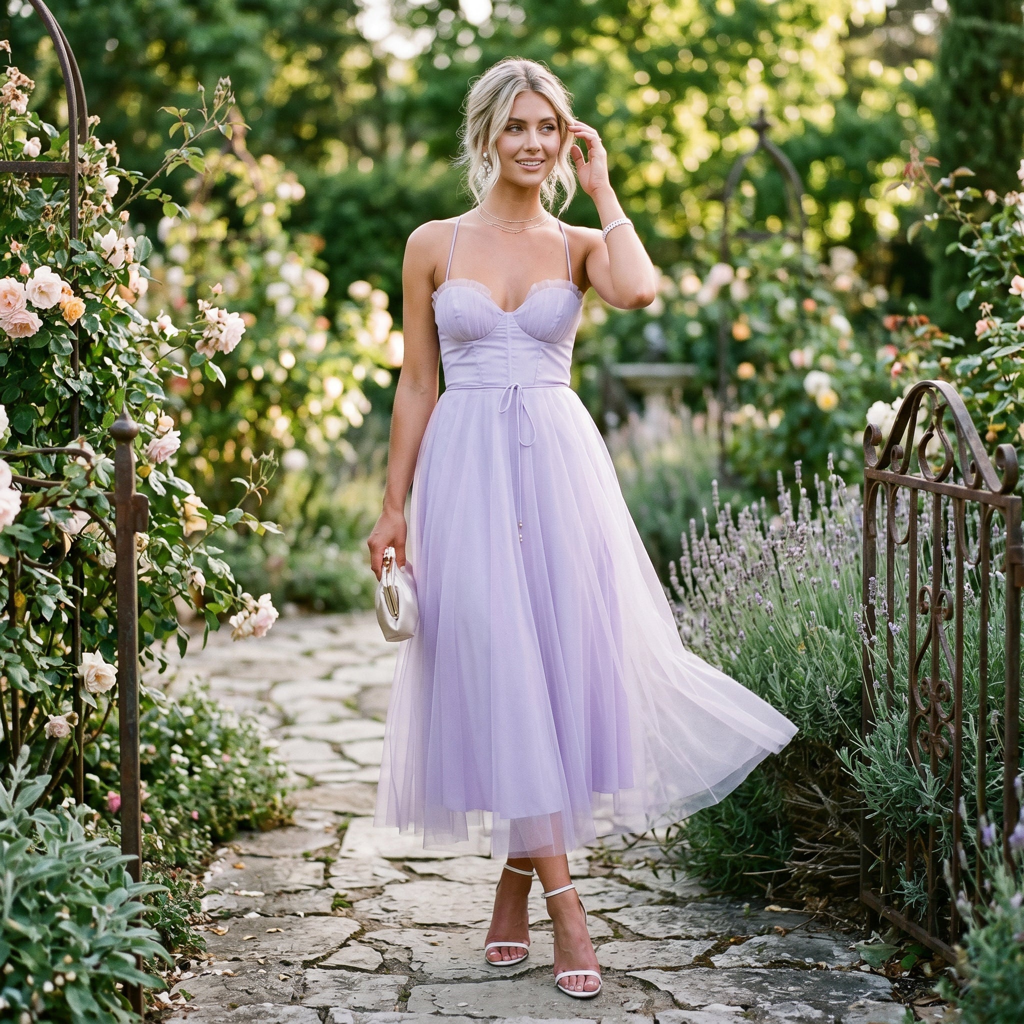Anita - Elegant Midi Tulle Cocktail Dress for Women's Special Occasions