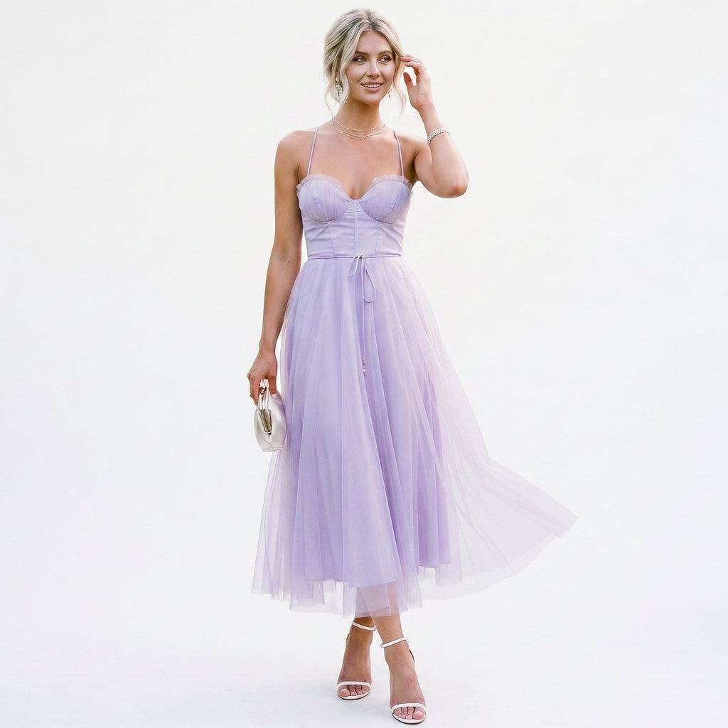 Anita - Elegant Midi Tulle Cocktail Dress for Women's Special Occasions