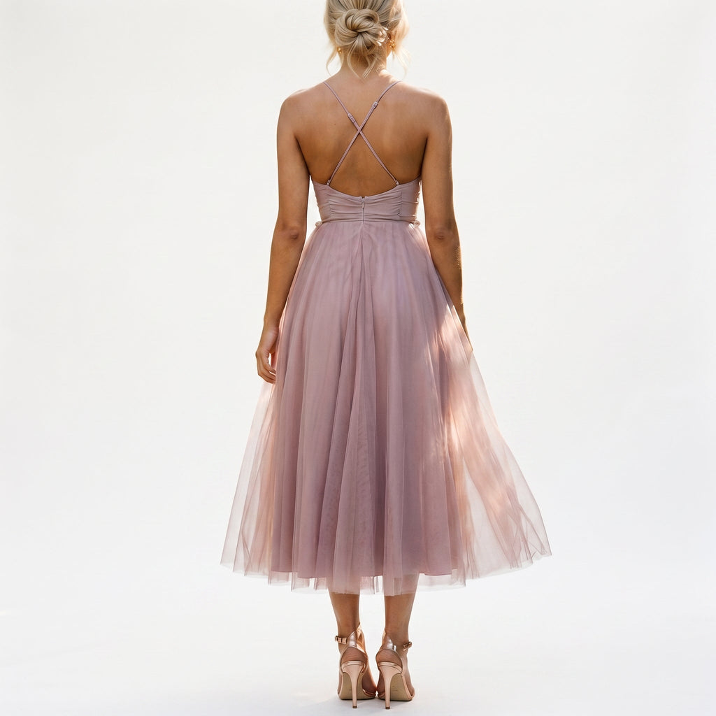 Anita - Elegant Midi Tulle Cocktail Dress for Women's Special Occasions