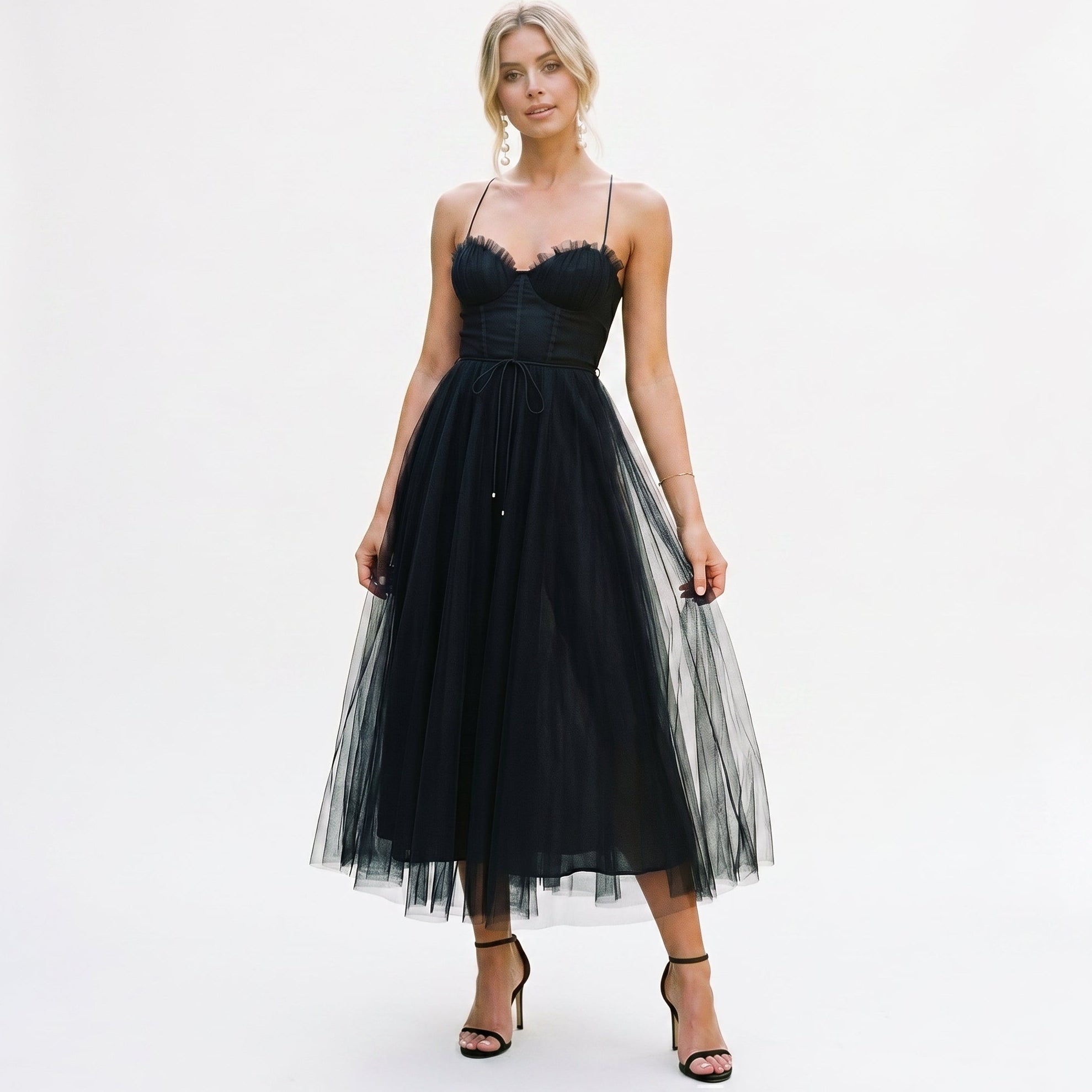 Anita - Elegant Midi Tulle Cocktail Dress for Women's Special Occasions