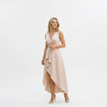 Elegant White Maxi Dress for Women with Sleeveless Design and Asymmetrical Hem