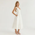 Elegant White Midi Cocktail Dress for Women
