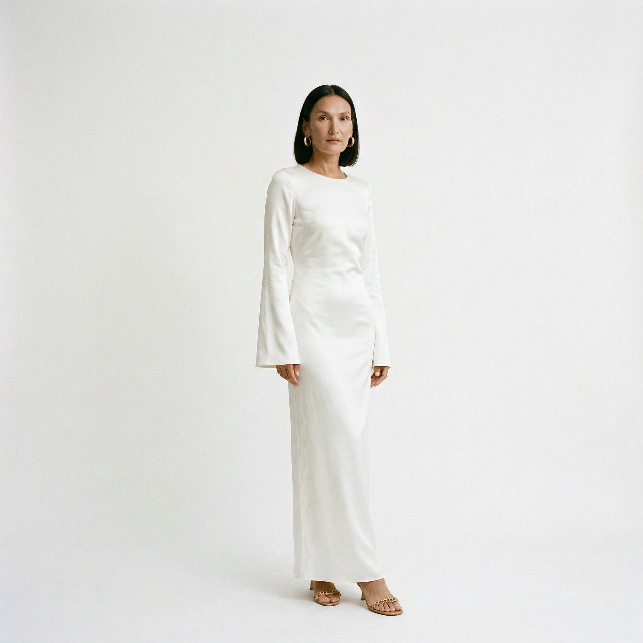 Elegant Women's Long Sleeve Maxi Dress with Tie Waist