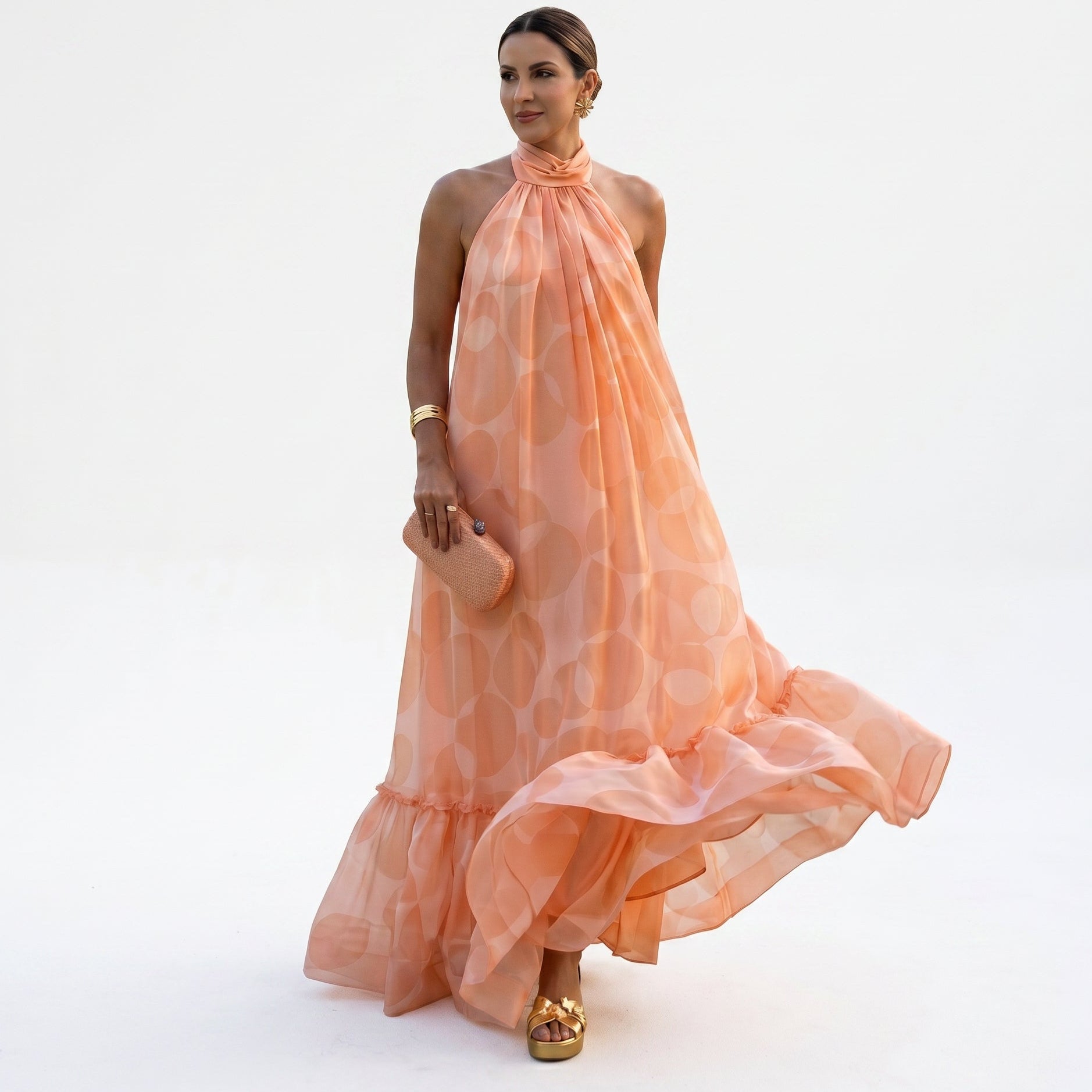 Chantal - Elegant Halter Neck Maxi Dress