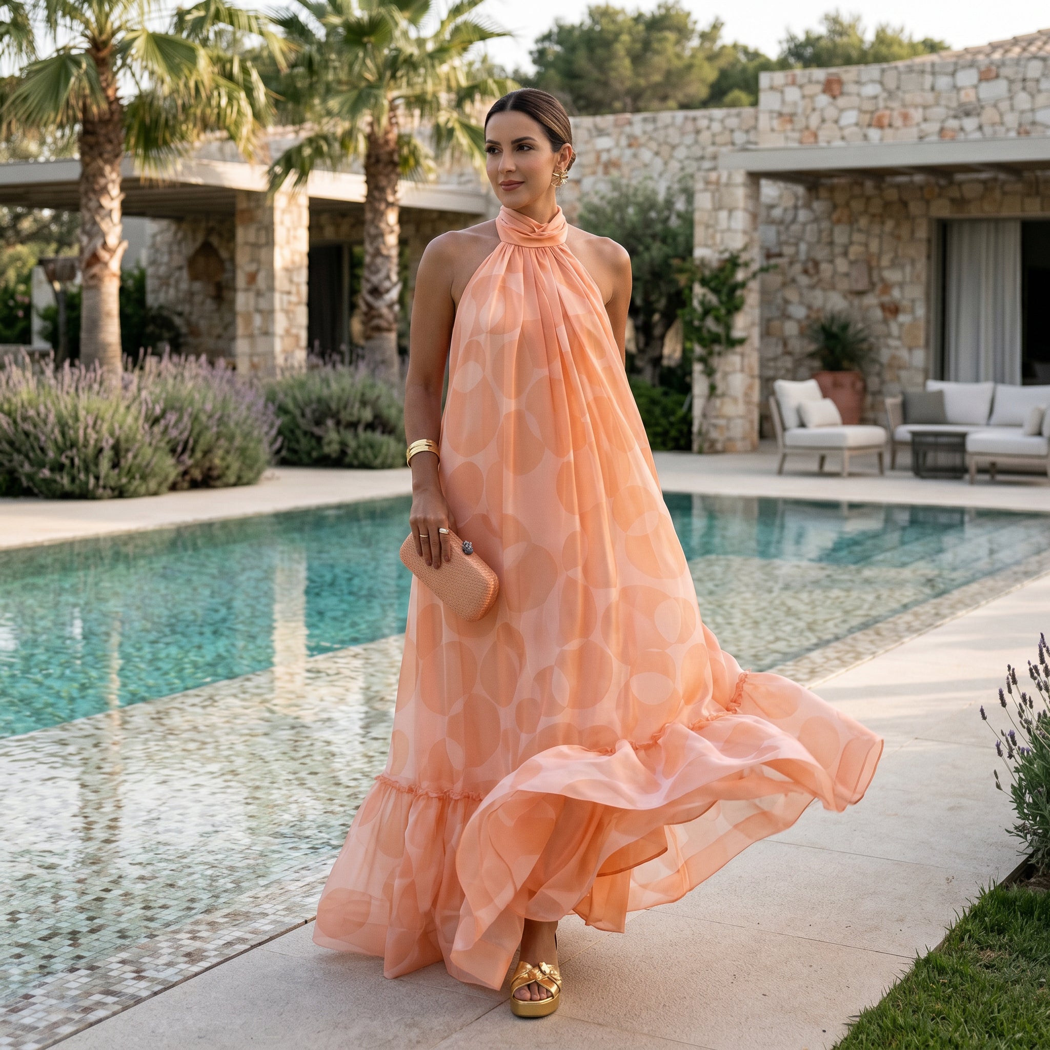 Chantal - Elegant Halter Neck Maxi Dress