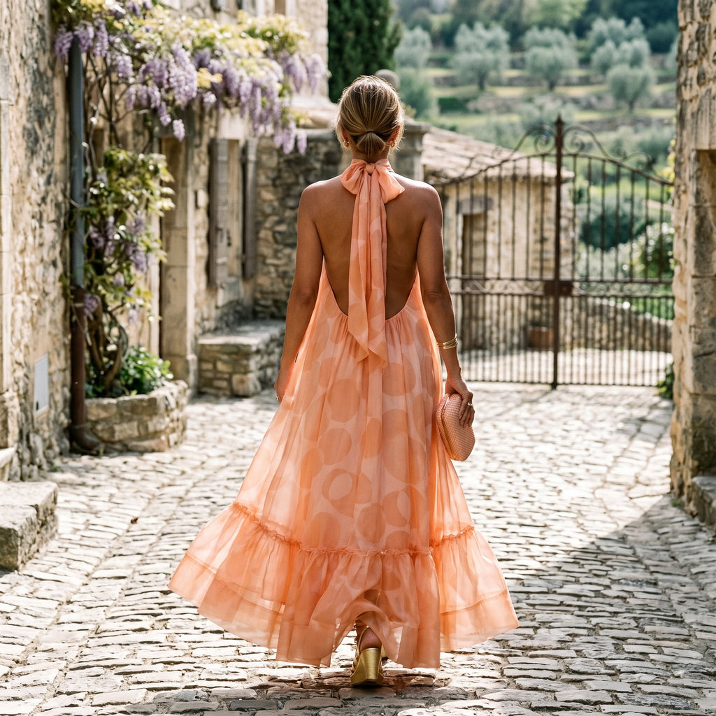 Chantal - Elegant Halter Neck Maxi Dress