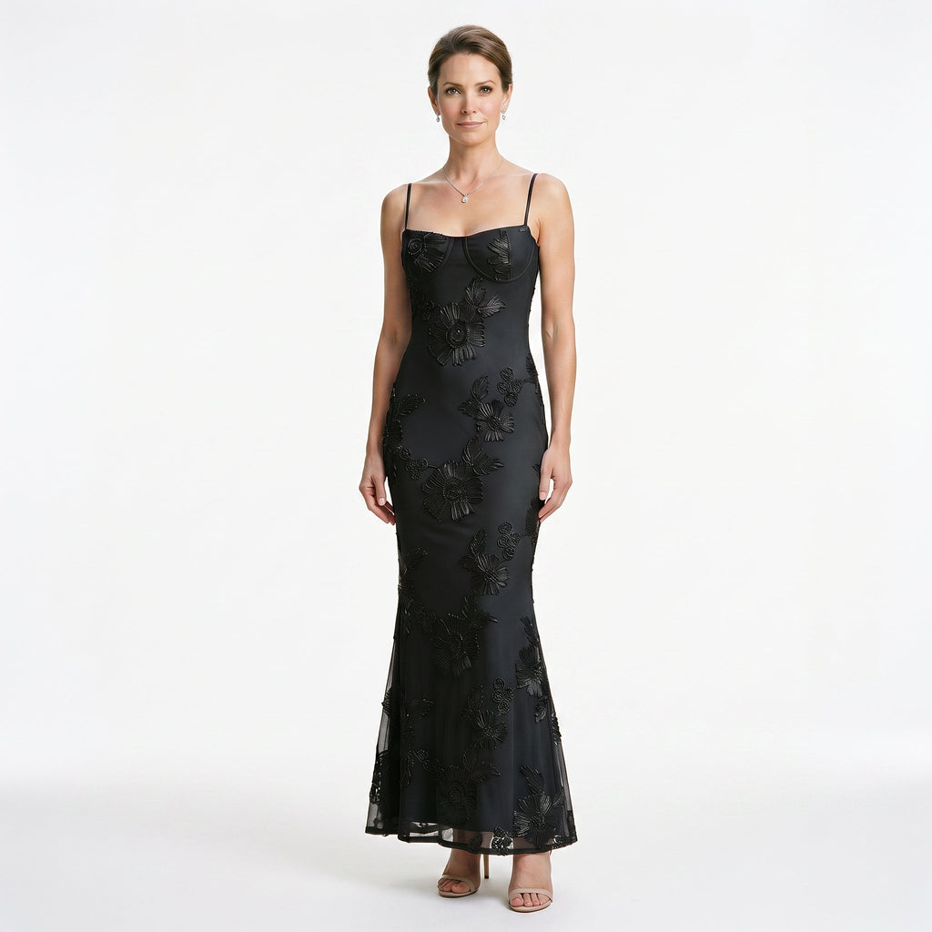 Kallista - Floral Jacquard Corset Maxi Dress