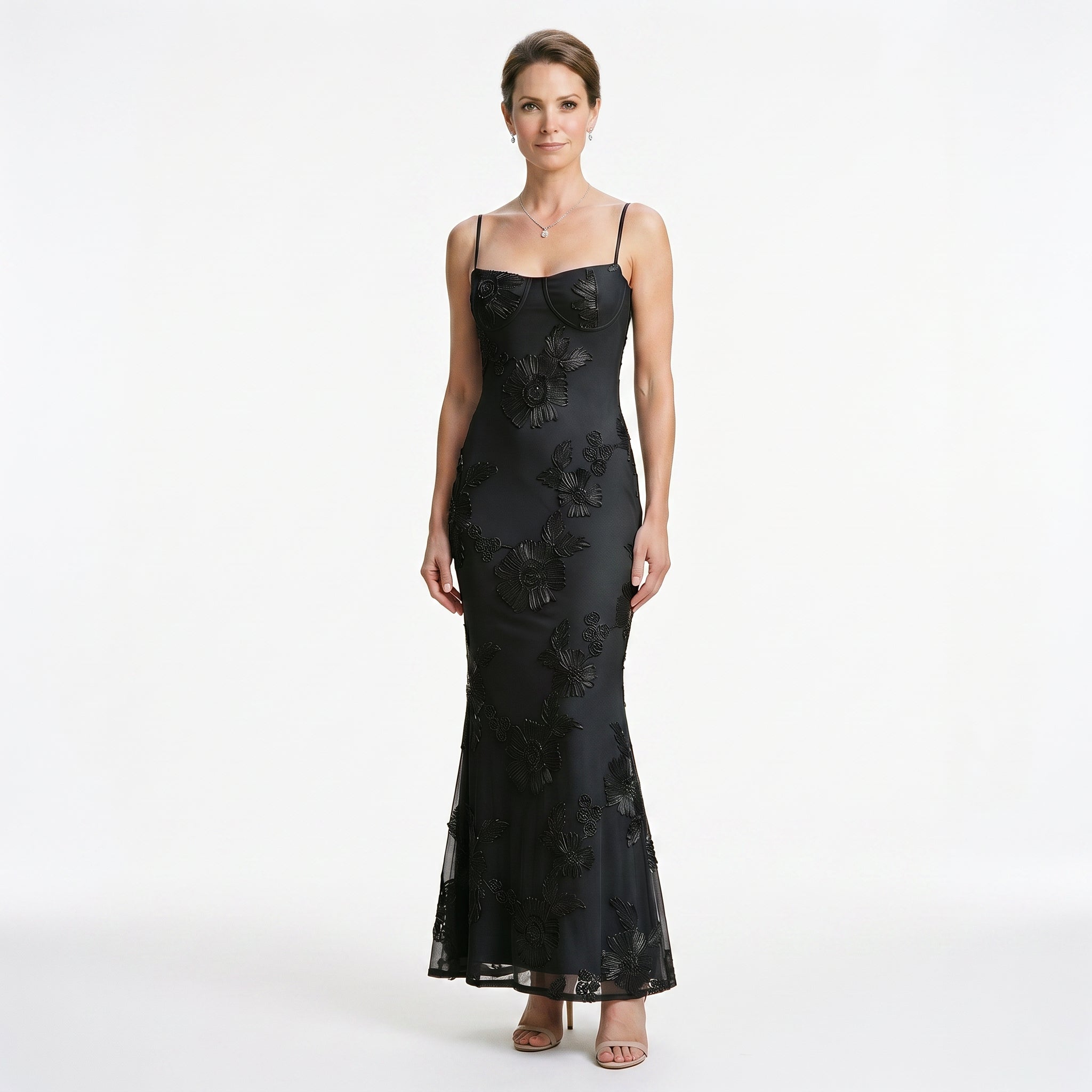 Kallista - Floral Jacquard Corset Maxi Dress