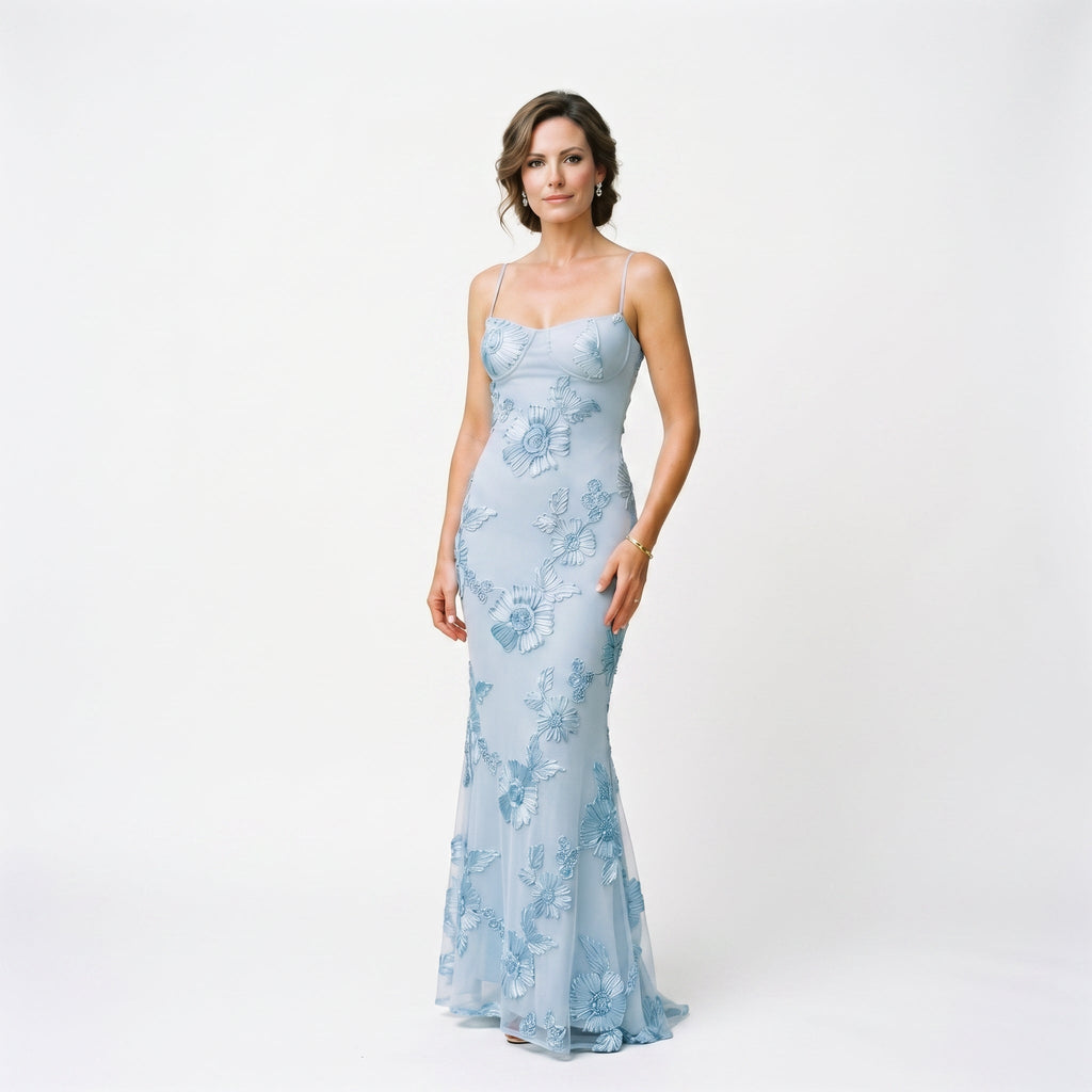 Kallista - Floral Jacquard Corset Maxi Dress