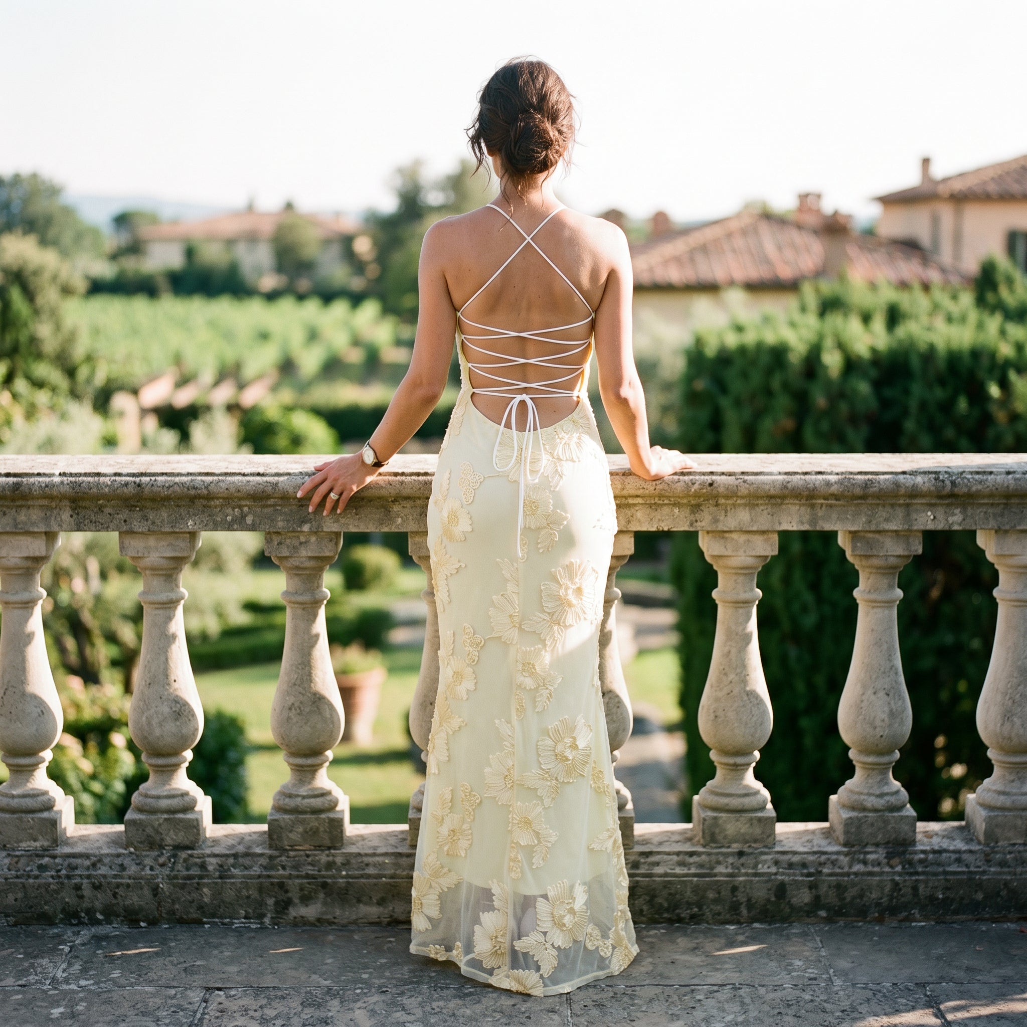 Kallista - Floral Jacquard Corset Maxi Dress