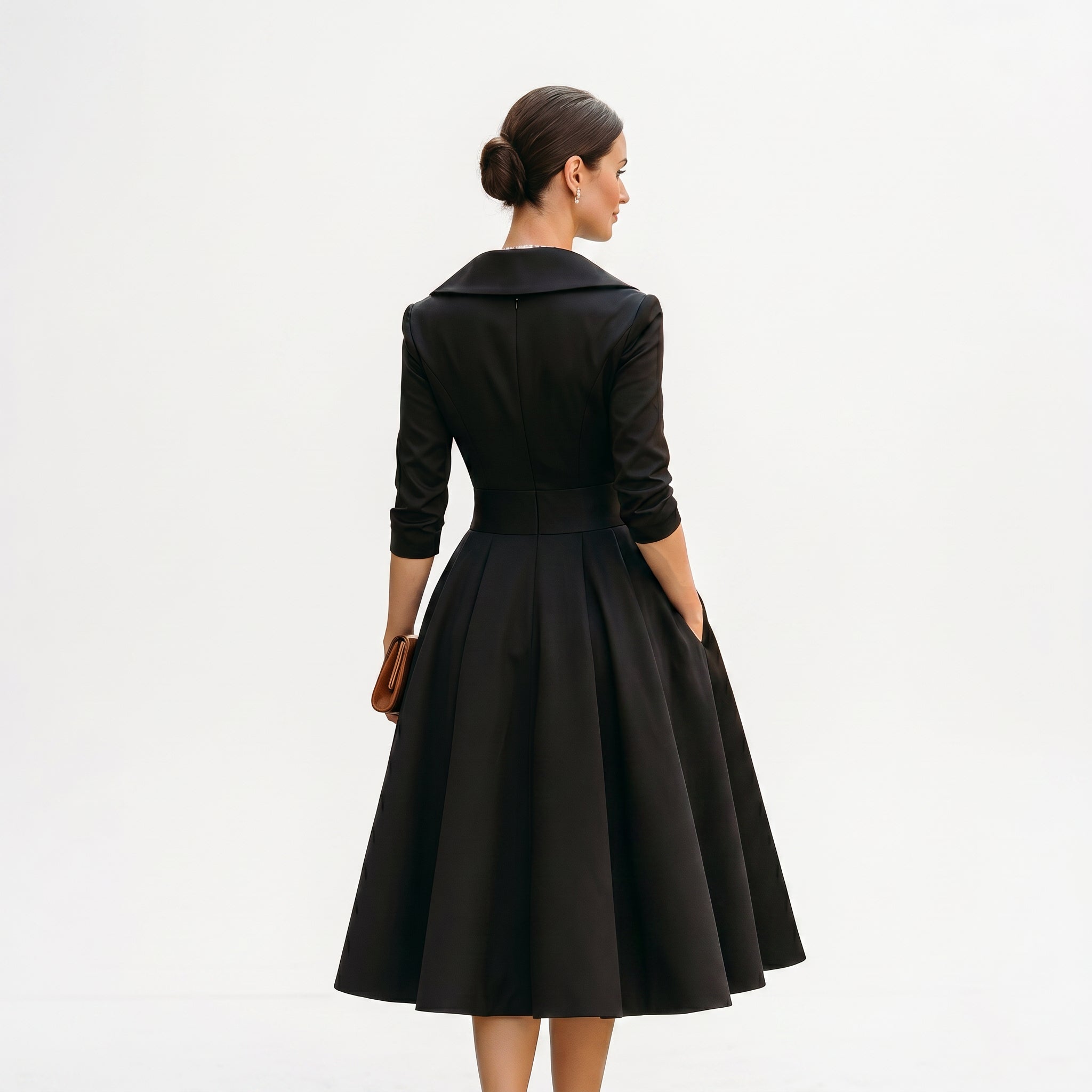 Karla - Elegant Satin Midi Wedding Guest Dress