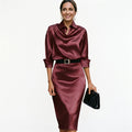 Katherine - Cocktail Satin Midi Dress for Wedding Guests