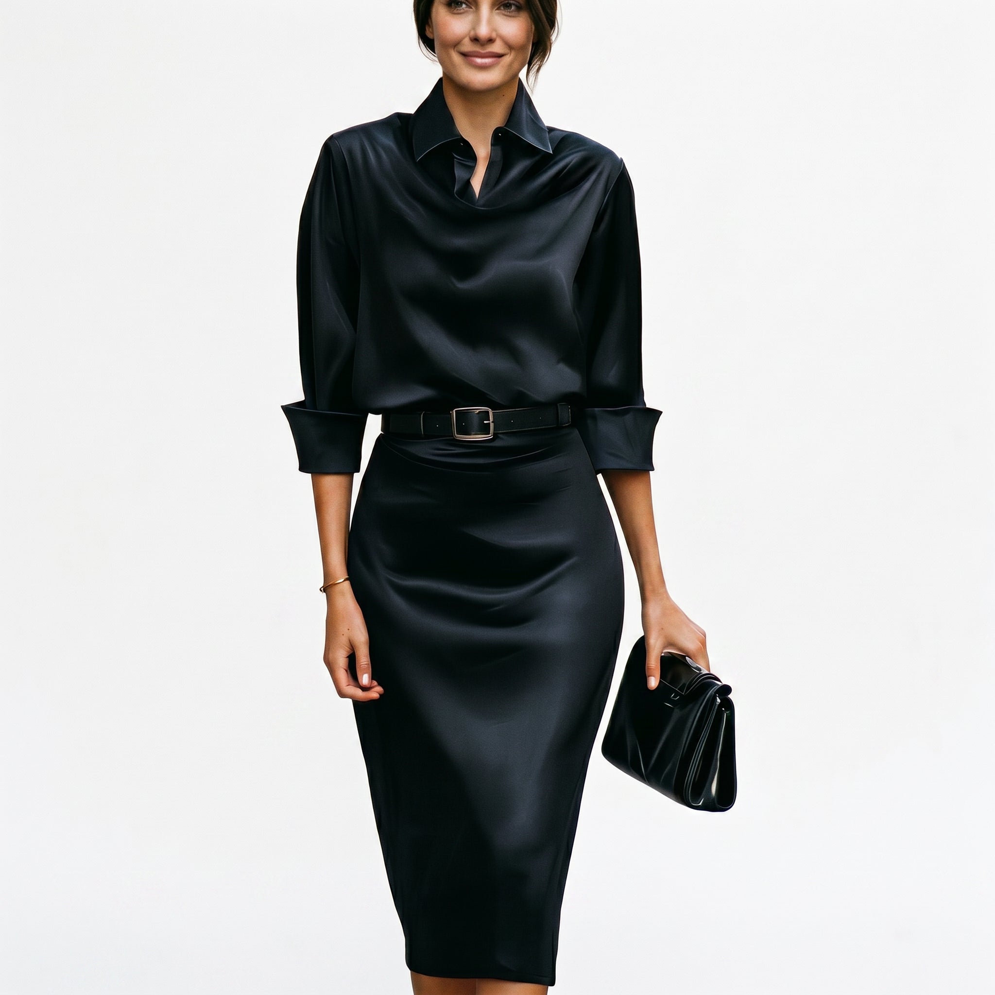 Katherine - Cocktail Satin Midi Dress for Wedding Guests