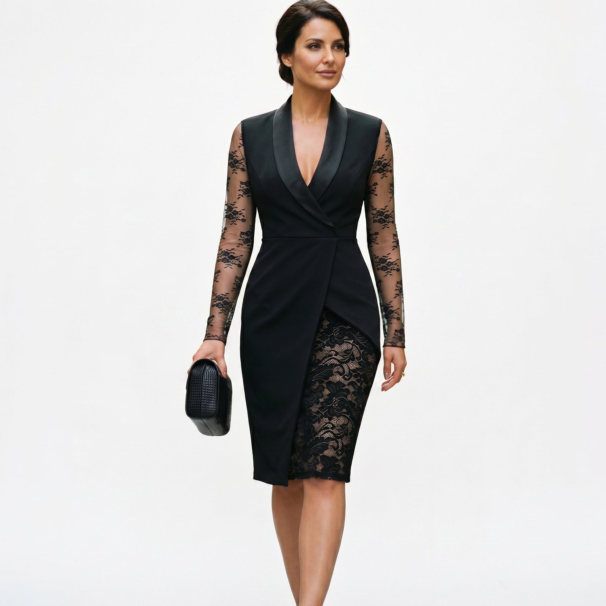 Elda - Elegant Black Lace Cocktail Dress