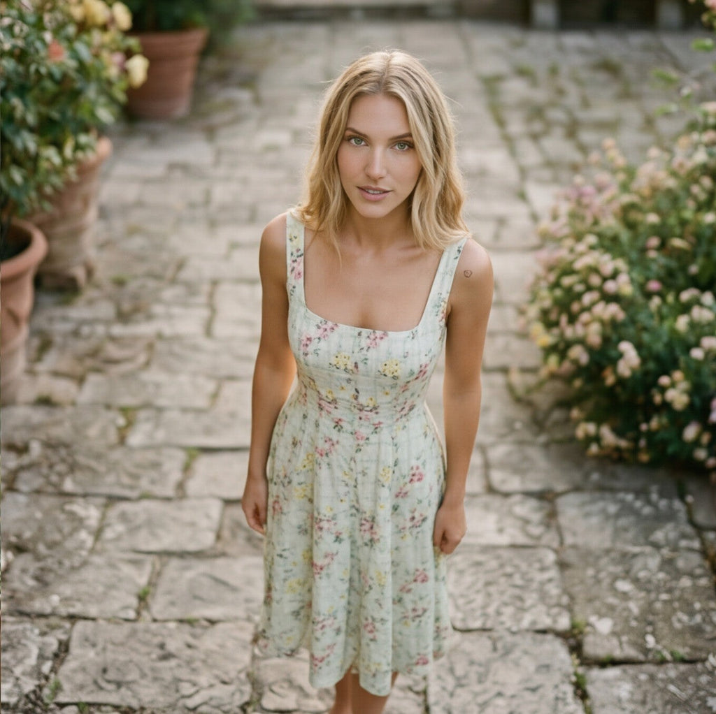 Vintage Floral Midi Cocktail Dress